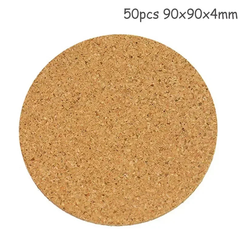 50 Dessous de Verre en Liège Naturel ronds de 90x90mm pour protéger vos surfaces