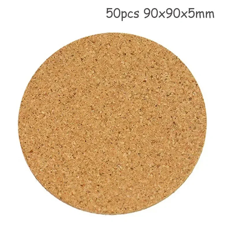 50 dessous de verre en liège naturel ronds de 90x90x5mm pour protéger vos surfaces