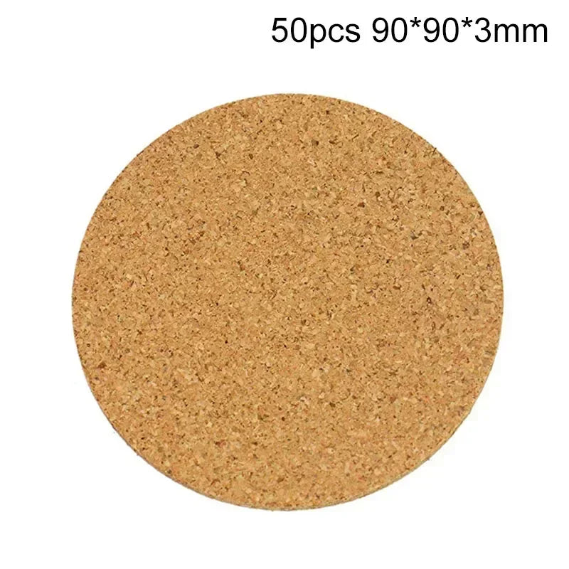 Ensemble de 50 Dessous de Verre en Liège Naturel ronds, 90mm, épaisseur de 3mm, parfaits pour protéger les surfaces.