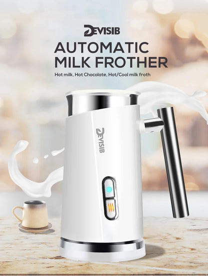 Mousseur à Lait Électrique DEVISIB 3-en-1 300ml 500W avec fonction pour lait chaud et mousse froide