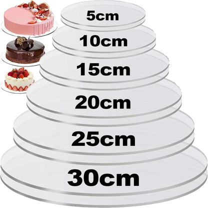 Disque à Gâteau Transparent en Acrylique – 5 à 30 cm pour la décoration de gâteaux et pâtisseries
