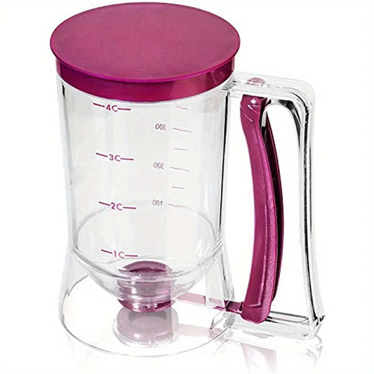 Distributeur de Pâte 900 ml transparent avec poignée et couvercle violet de Ustensile de chef