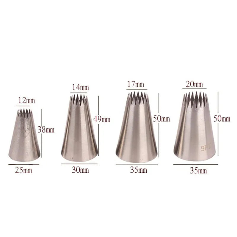 Douilles 4B en Inox pour Décoration Pâtisserie – 4 Pièces avec différentes tailles pour des créations gourmandes