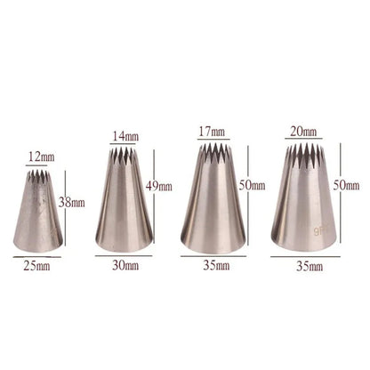 Douilles 4B en Inox pour Décoration Pâtisserie – 4 Pièces avec différentes tailles pour des créations gourmandes