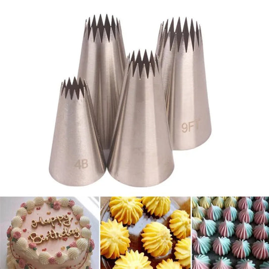 Douilles 4B en Inox pour Décoration Pâtisserie – 4 Pièces, avec différents motifs pour embellir vos gâteaux.