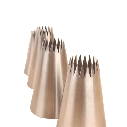 Douilles 4B en Inox pour Décoration Pâtisserie – 4 Pièces avec design dentelé pour des créations sucrées