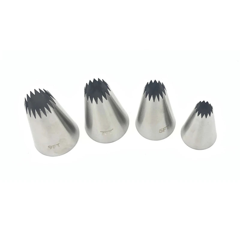 Douilles 4B en Inox pour Décoration Pâtisserie – 4 Pièces en acier inoxydable, parfaites pour les gâteaux.