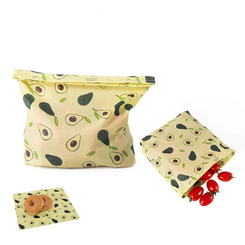 Bee Wraps alimentaires réutilisables en cire d’abeille motif avocats ensemble de pochettes et feuilles pour aliments