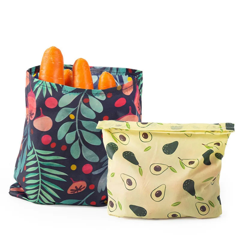 Bee Wraps alimentaires réutilisables en cire d’abeille deux pochons réutilisables pour légumes motif avocat et floral