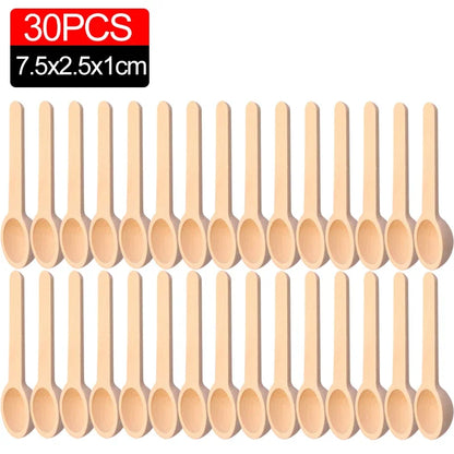 Cuillères à épices en bois – Lot pratique 10 à 30 pièces. Ensemble de 30 petites cuillères en bois naturel pour épices