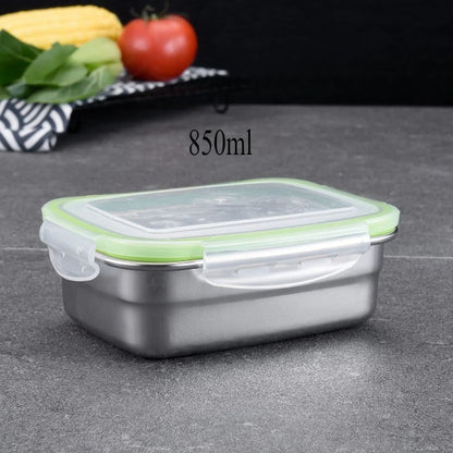 Boîte de Conservation Inox 304 – Étanche & Durable 350-850 ml. Boîte rectangulaire inox brossé 850 ml avec couvercle hermétique