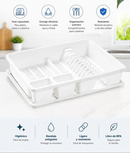 Égouttoir à Vaisselle en Plastique Sans BPA – 49 cm avec grande capacité et drainage efficace pour votre cuisine
