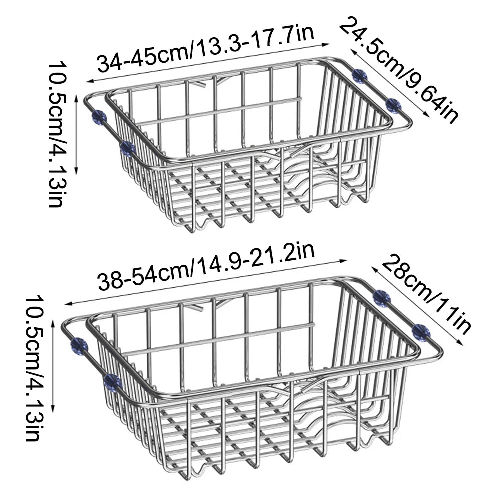Égouttoir à Vaisselle Extensible Inox en acier inoxydable avec dimensions ajustables