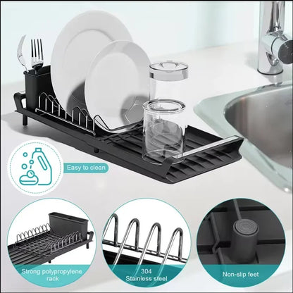 Égouttoir à Vaisselle Extensible pour Petite Cuisine en acier inoxydable et plastique facile à nettoyer