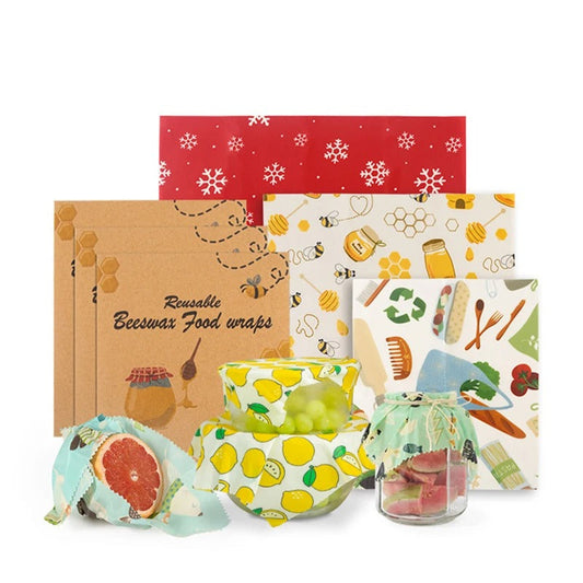 Emballages en Cire d'Abeille Réutilisables – Lot de 3 avec motifs colorés pour conserver les aliments
