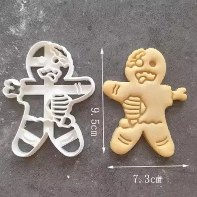 Emporte-Pièce Bonhomme en Pain d’Épices – 7 Modèles en plastique blanc avec un biscuit en forme de bonhomme