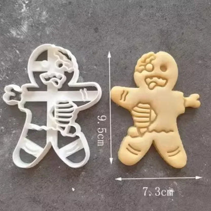 Emporte-Pièce Bonhomme en Pain d’Épices – 7 Modèles en plastique blanc avec un biscuit en forme de bonhomme
