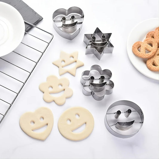 Emporte-Pièces Inox Fantaisie – Lot de 4 pour Pâtisserie avec formes de cœur, étoile, fleur et smiley