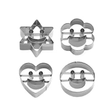 Emporte-Pièces Inox Fantaisie – Lot de 4 pour Pâtisserie en forme de cœur, étoile, fleur et smiley