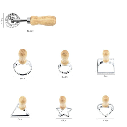 Emporte-Pièces pour Pâtisserie – 7 Formes au Choix avec Poignée en Bois pour la Décoration de Gâteaux