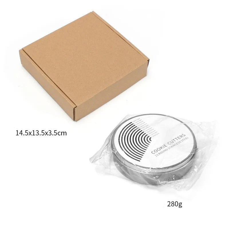 Emporte-Pièces Ronds Inox – Lot de 12 Tailles Découpe dans un emballage compact pour pâtisserie