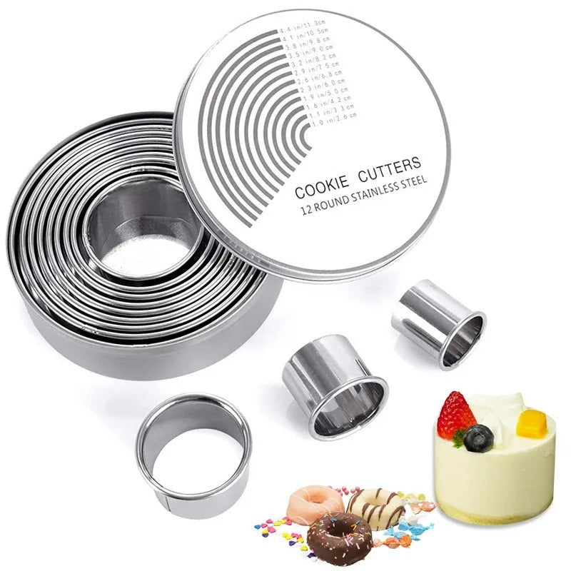 Emporte-Pièces Ronds Inox – Lot de 12 Tailles Découpe en acier inoxydable pour pâtisserie