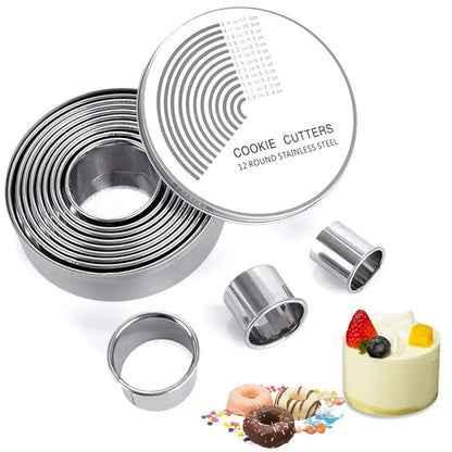 Emporte-Pièces Ronds Inox – Lot de 12 Tailles Découpe en acier inoxydable pour pâtisserie