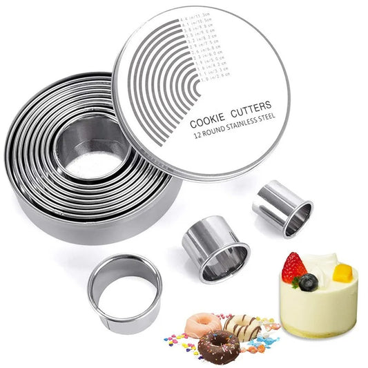Emporte-Pièces Ronds Inox – Lot de 12 Tailles Découpe en acier inoxydable pour pâtisserie