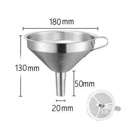 Entonnoir de Cuisine Inox 304 Précis et Durable avec dimensions de 180 mm de diamètre et 130 mm de hauteur