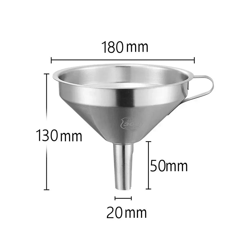 Entonnoir de Cuisine Inox 304 Précis et Durable avec dimensions de 180 mm et 130 mm de haut