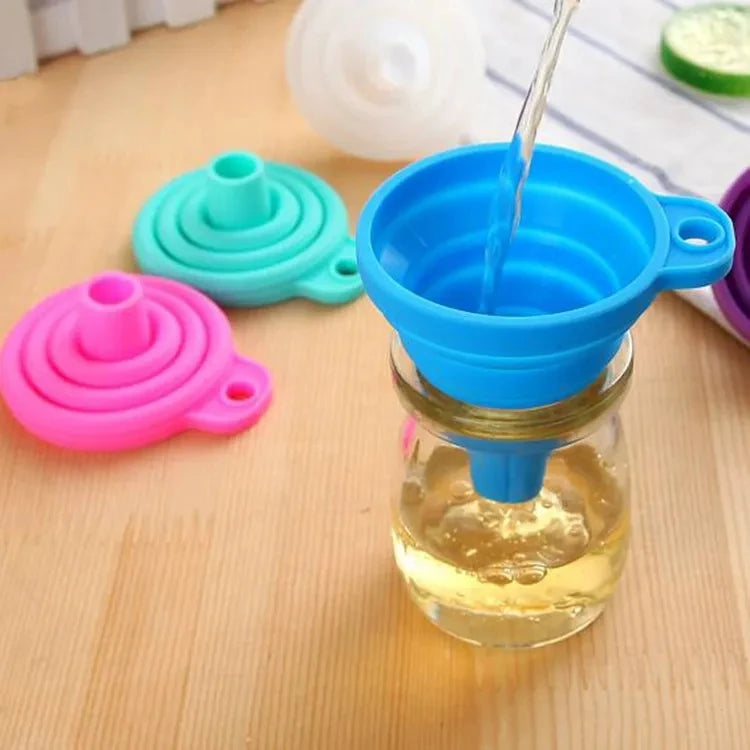 Entonnoir pliable en Silicone de différentes couleurs pour un usage pratique en cuisine