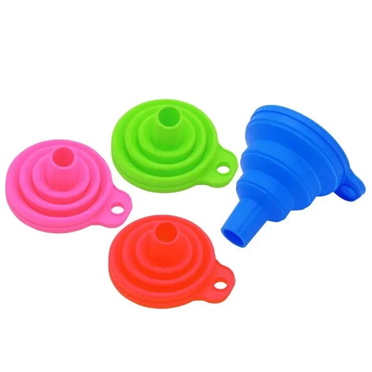 Ensemble d'entonnoirs pliables en Silicone de différentes couleurs pour un rangement facile en cuisine