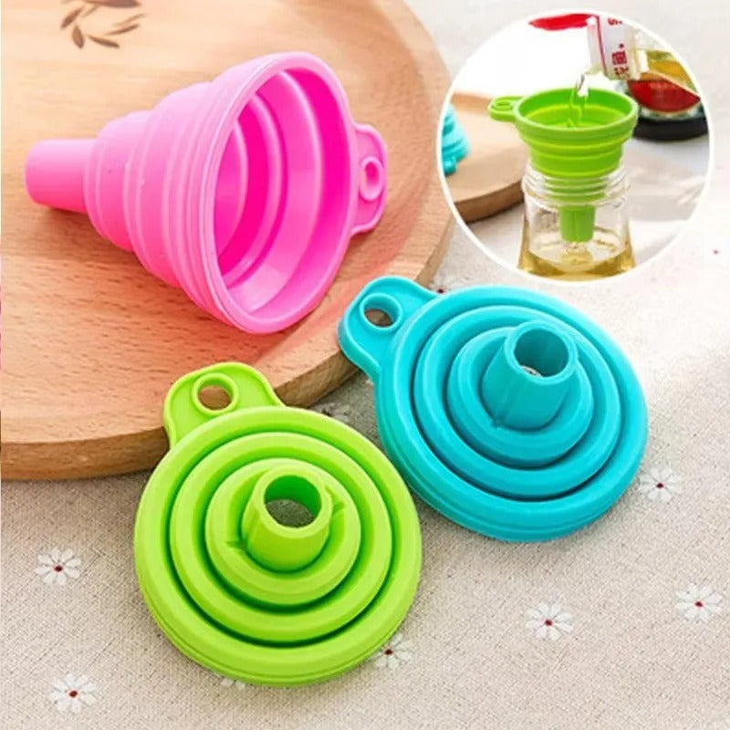 Ensemble d'entonnoirs pliables en Silicone de différentes couleurs pour faciliter le transfert des liquides
