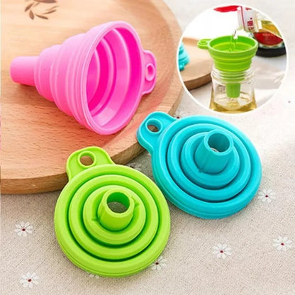 Ensemble d'entonnoirs pliables en Silicone de différentes couleurs pour faciliter le transfert des liquides