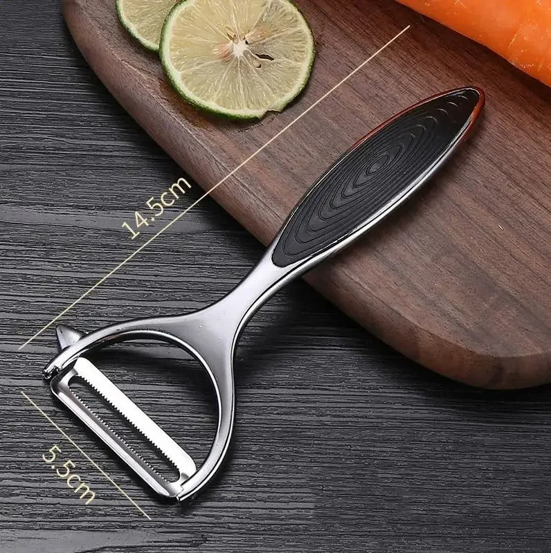 Éplucheur multifonction cuisine pour éplucher et trancher légumes et fruits en acier inoxydable avec prise ergonomique
