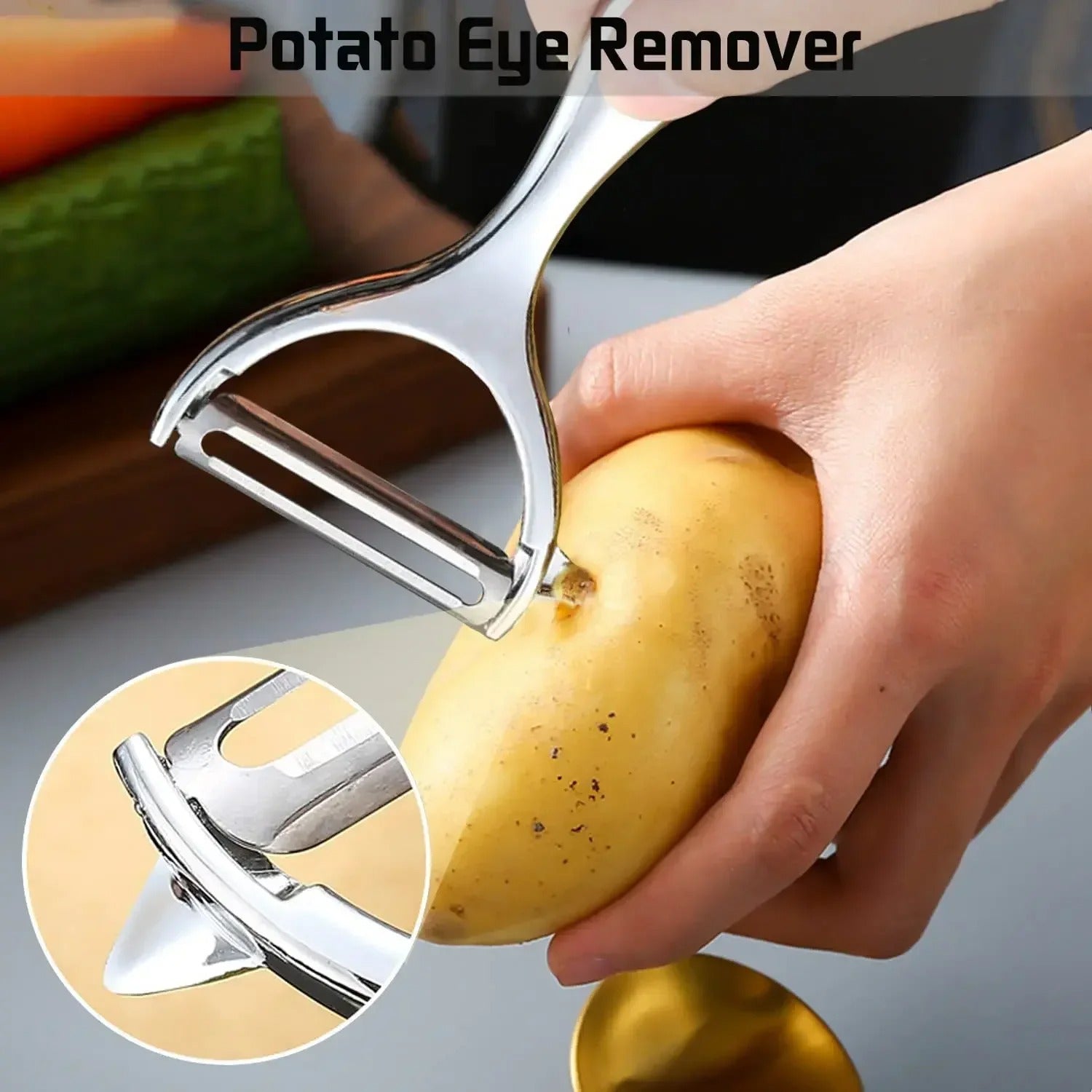Éplucheur multifonction cuisine pour éplucher et trancher légumes et fruits en acier inoxydable, idéal pour les pommes de terre.