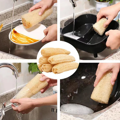 Éponge Loofah Naturelle – Écologique, Biodegradable utilisée pour nettoyer assiettes et poêles dans la cuisine