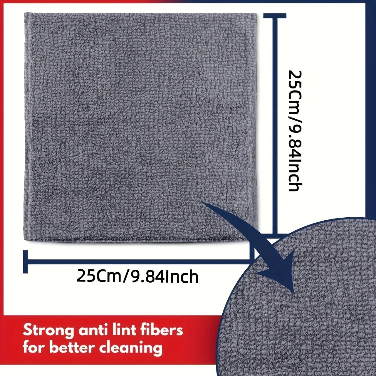 Éponge Microfibre Récurante Cuisine – Nettoyage Écologique carrée gris foncé 25x25 cm avec fibres anti-peluches