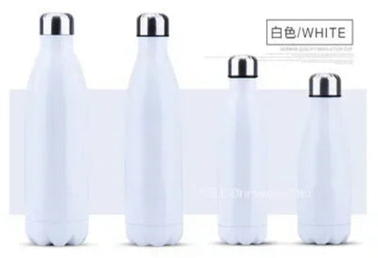 Lot de 4 Bouteille Isotherme Inox – Gourde Sport Thermos Étanche blanc double paroi avec bouchon inox