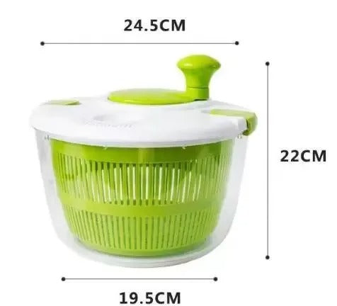 Essoreuse à Salade Manuelle 5L avec Panier Égouttoir pour Laver et Sécher Fruits et Légumes, dimensions 24,5 cm x 19,5 cm x 22 cm