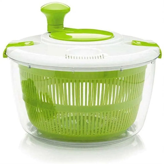Essoreuse à Salade Manuelle 5L avec Panier Égouttoir pour Laver et Sécher Fruits et Légumes en plastique vert et transparent