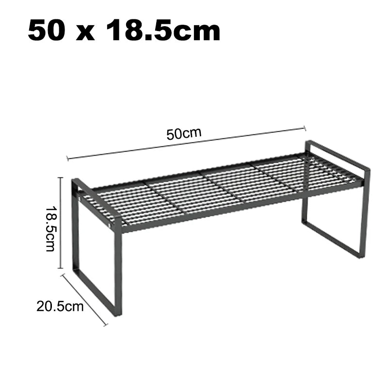 Étagère de Rangement Inox pour Cuisine Moderne et Pratique de 50 x 18.5 cm en métal noir