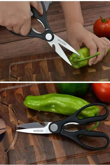 Ciseaux de cuisine en acier inox avec des lames ultra tranchantes pour couper des légumes, parfaits pour un Set de Couteaux de Cuisine 6 Pièces – Acier Inox, Ultra Tranchants & Ergonomiques.