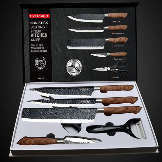 Set de Couteaux de Cuisine 6 Pièces – Acier Inox, Ultra Tranchants & Ergonomiques avec boîtier élégant