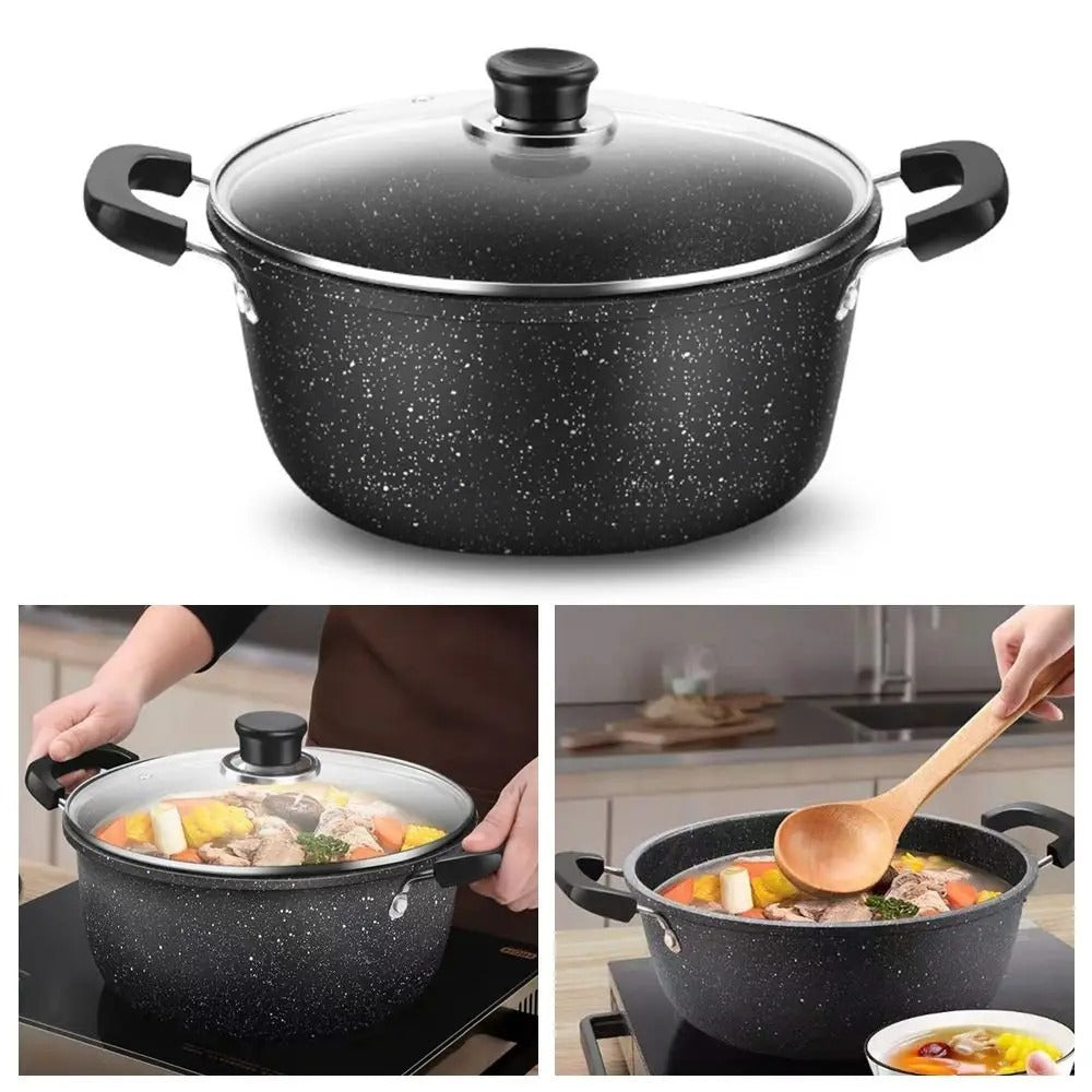 Faitout en Pierre Maifan avec Couvercle pour une cuisson saine tous feux, idéal pour mijoter des soupes et des ragoûts.