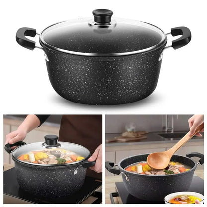 Faitout en Pierre Maifan avec Couvercle pour une cuisson saine tous feux, idéal pour mijoter des soupes et des ragoûts.