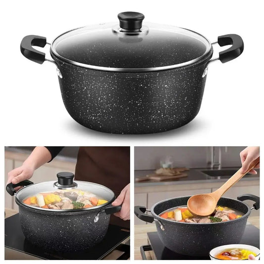 Faitout en Pierre Maifan avec Couvercle pour une cuisson saine tous feux, idéal pour mijoter des soupes et des ragoûts.