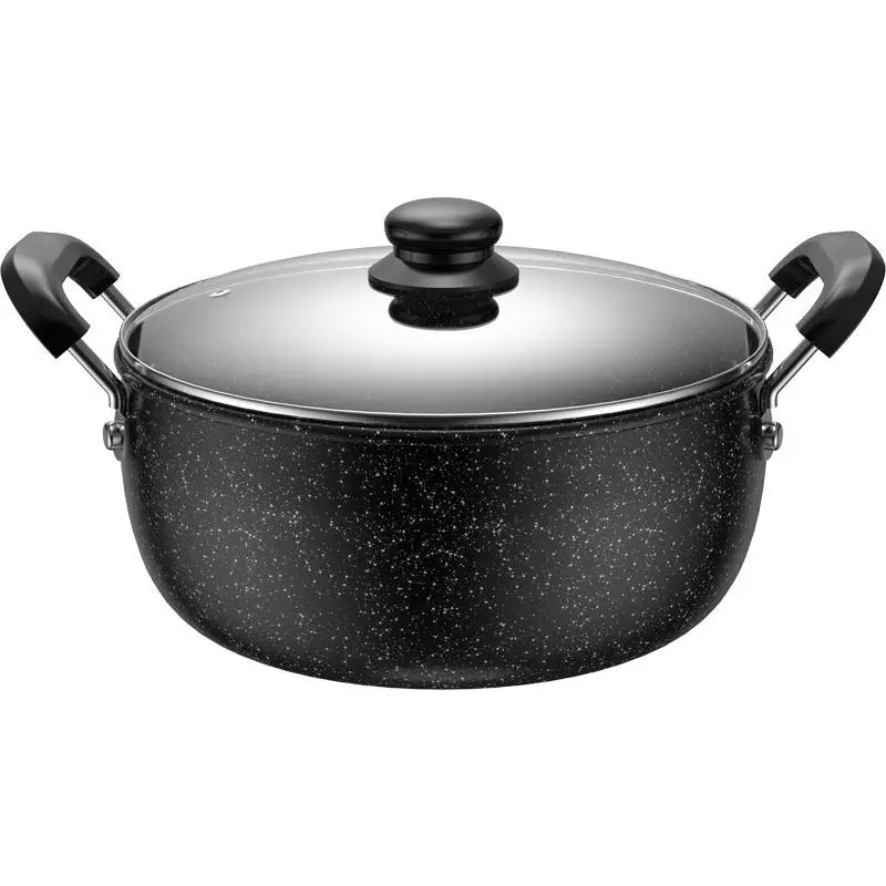 Faitout fonte émaillée 22-28 cm tous feux cuisson lente avec couvercle en verre et poignées noires