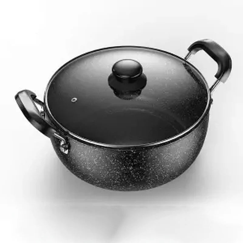 Faitout fonte émaillée 22-28 cm avec couvercle en verre noir pour tous feux et cuisson lente