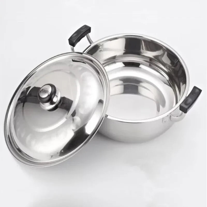 Faitout Inox 20-32 cm – Tous Feux Dont Induction en acier inoxydable avec couvercle et poignées noires